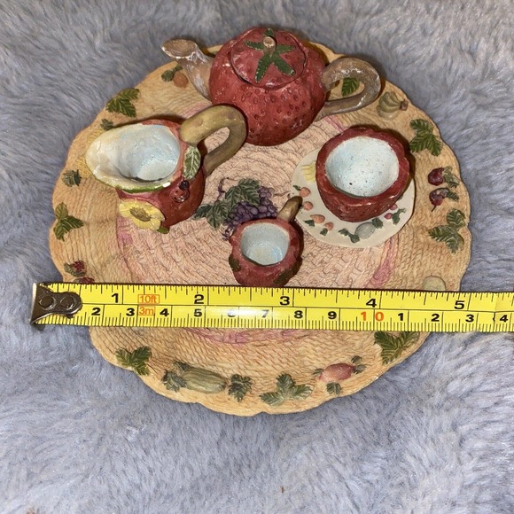 Vintage Albert E Price Miniature Strawberry Tea Set 7 Piece - Picture 7 of 8